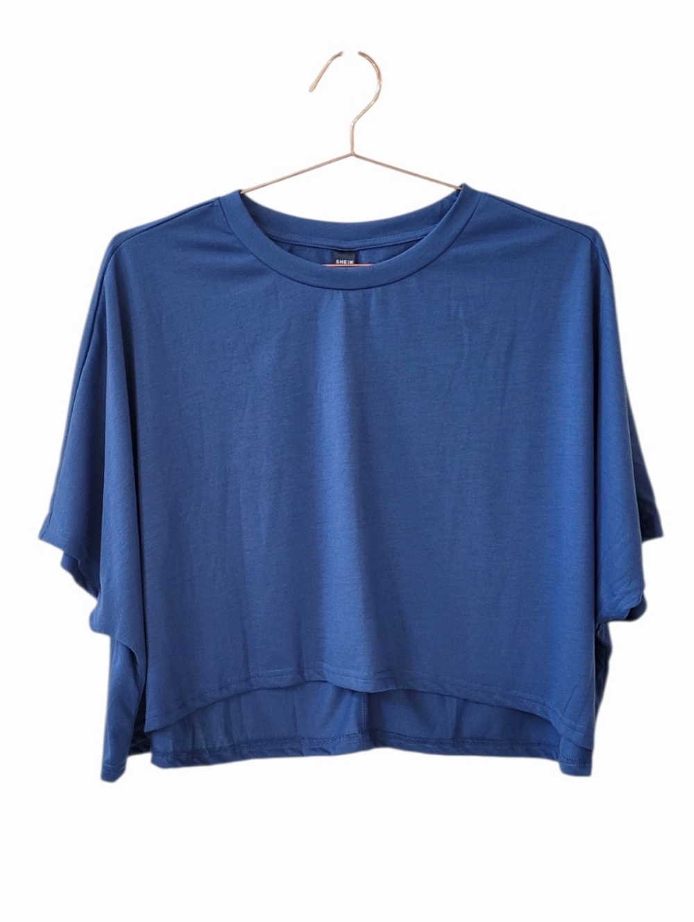 SHEIN Blue High Low Dolman Sleeve Cropped Top Size L US 8-10